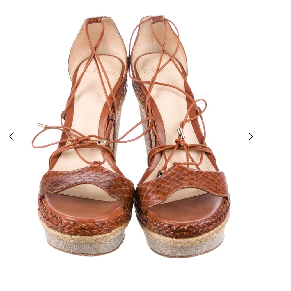 Alexandre Birman Python Leather Wedge Ankle Wrap … - image 2